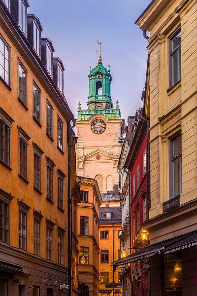 Bibikow, Walter 아티스트의 Sweden-Stockholm-Gamla Stan-Old Town-Storkyrkan Cathedral-dusk작품입니다.
